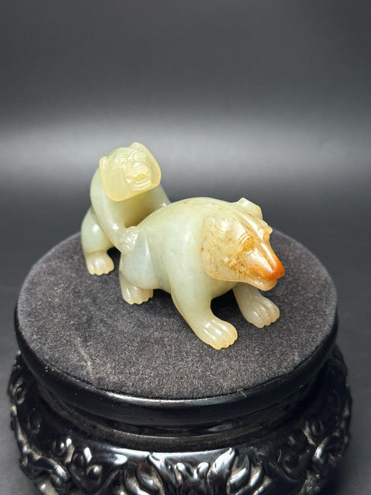 Chinese Antique Hotan Jade Generation Bear