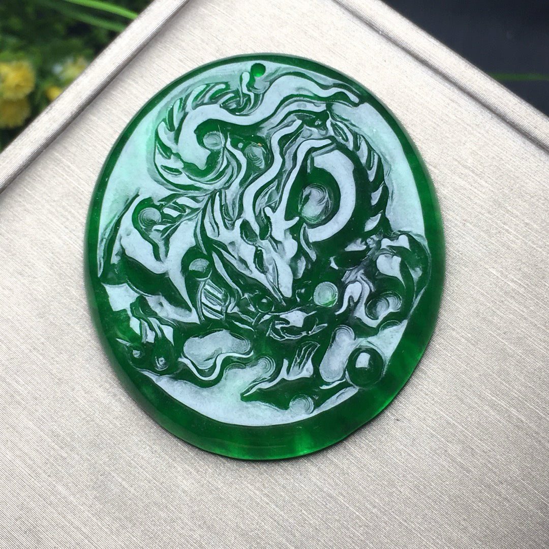 Ice Green Jade Dragon Card
