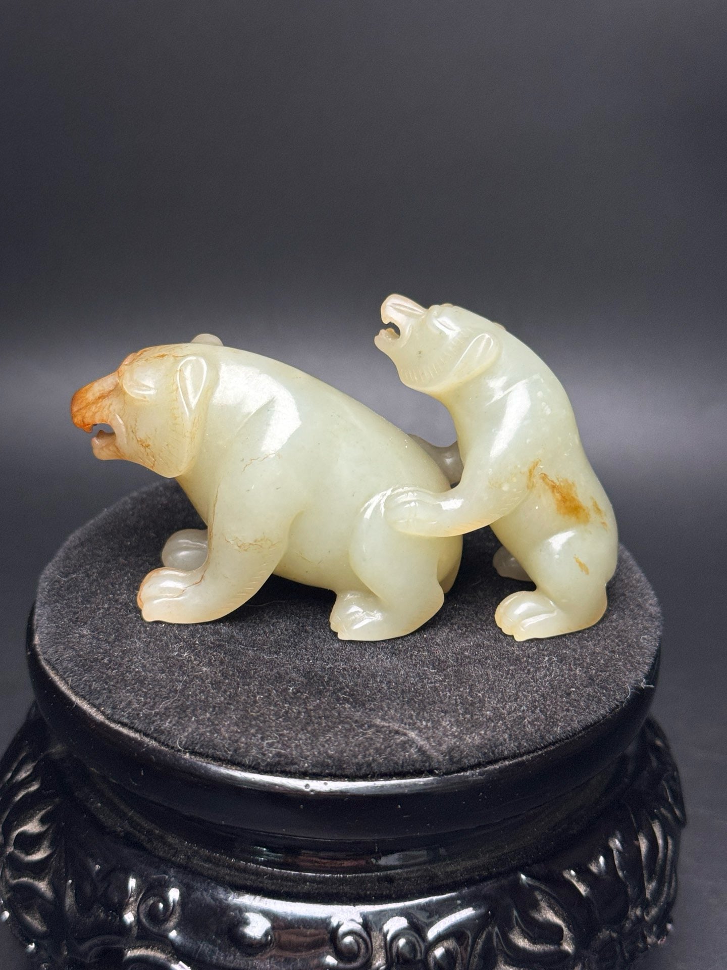 Chinese Antique Hotan Jade Generation Bear