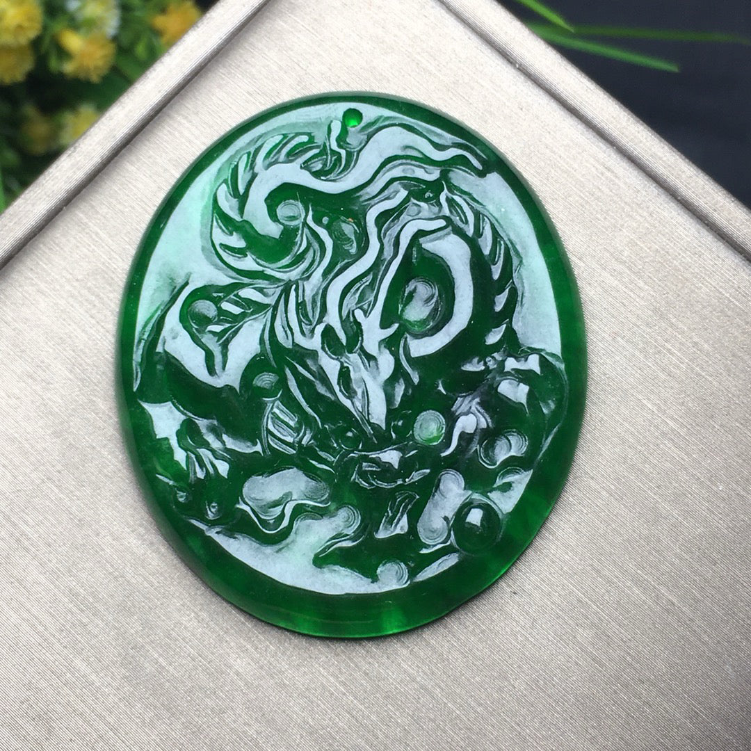 Ice Green Jade Dragon Card