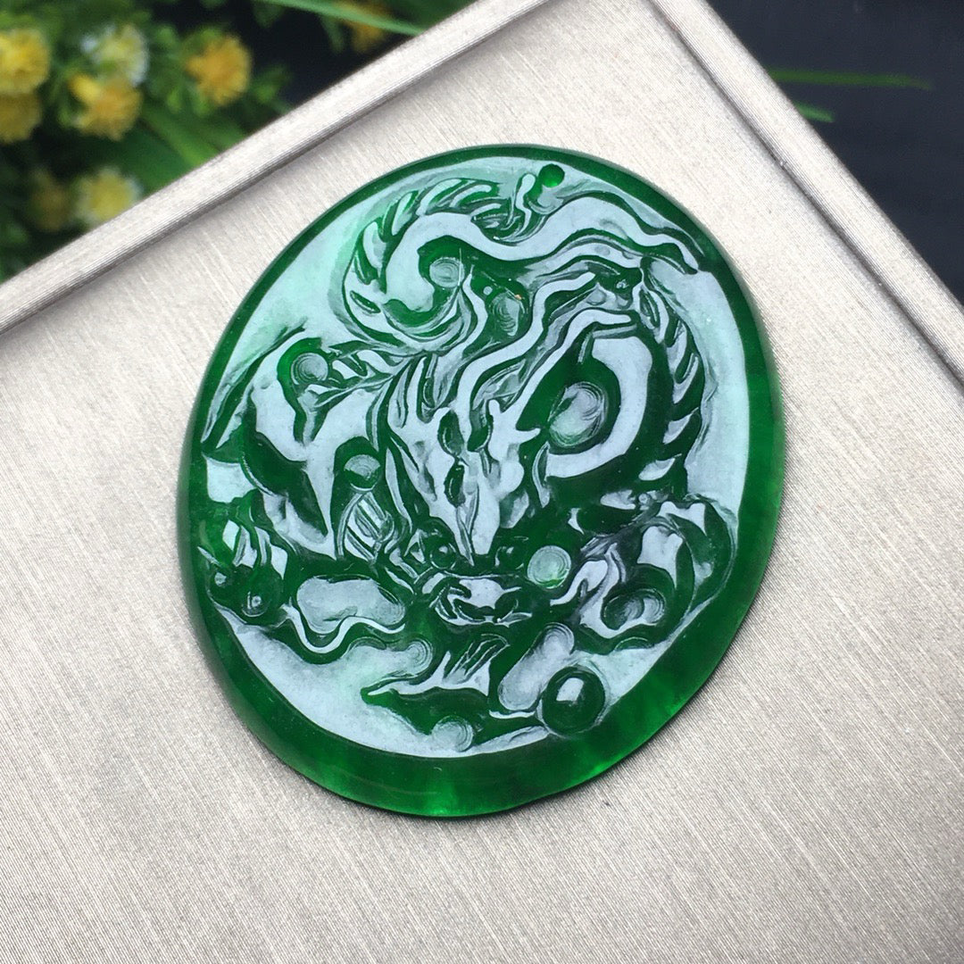 Ice Green Jade Dragon Card