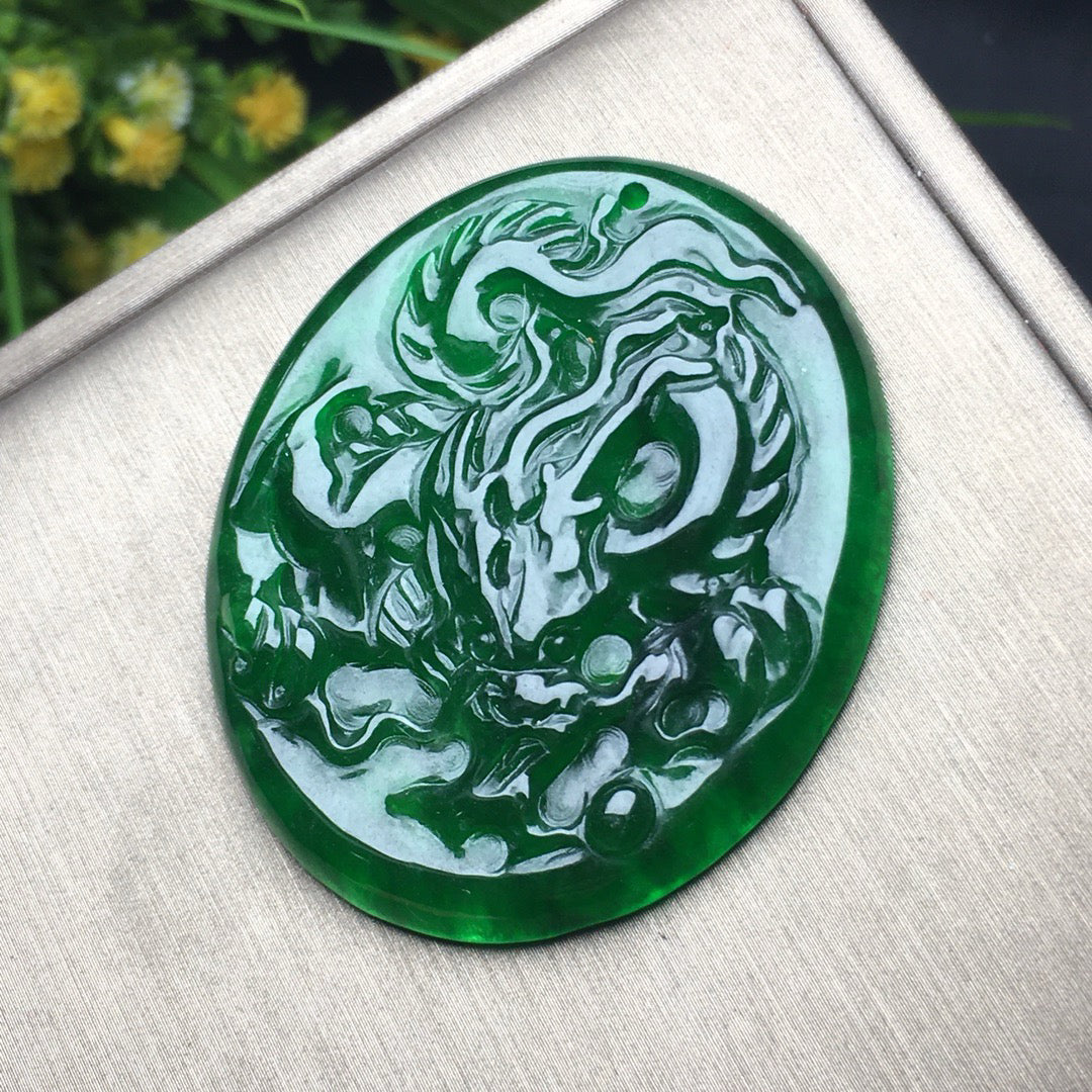 Ice Green Jade Dragon Card