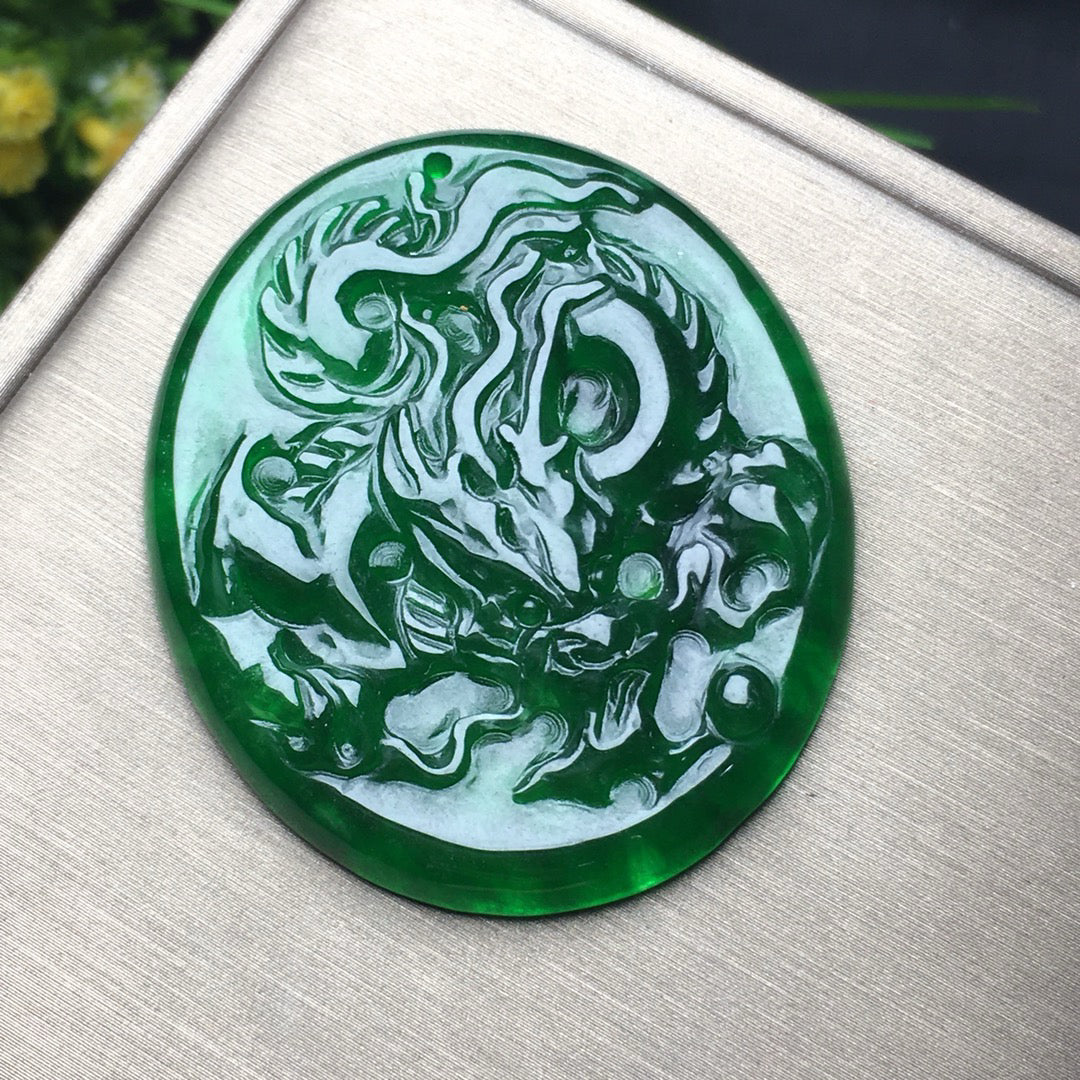 Ice Green Jade Dragon Card
