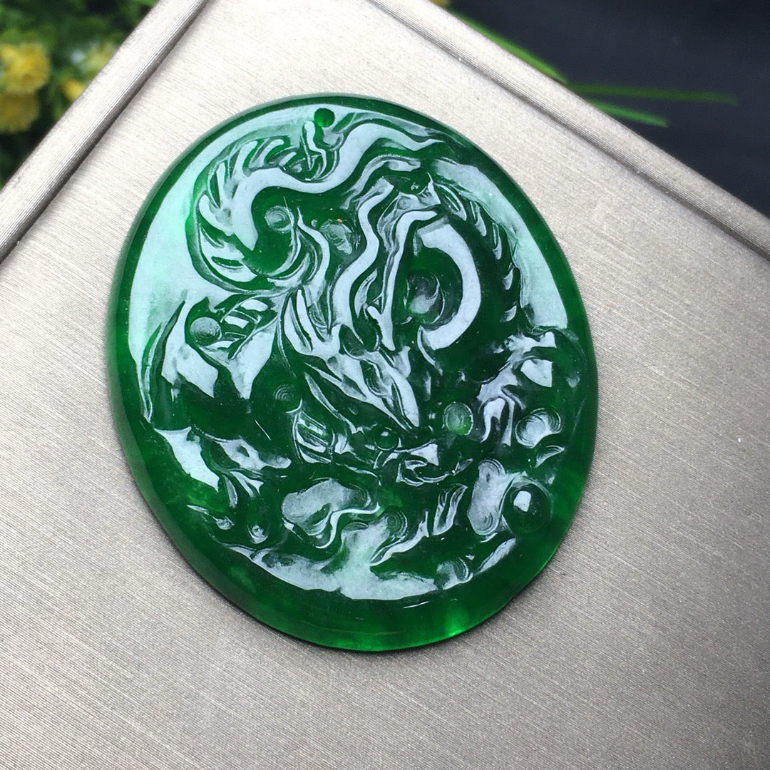 Ice Green Jade Dragon Card