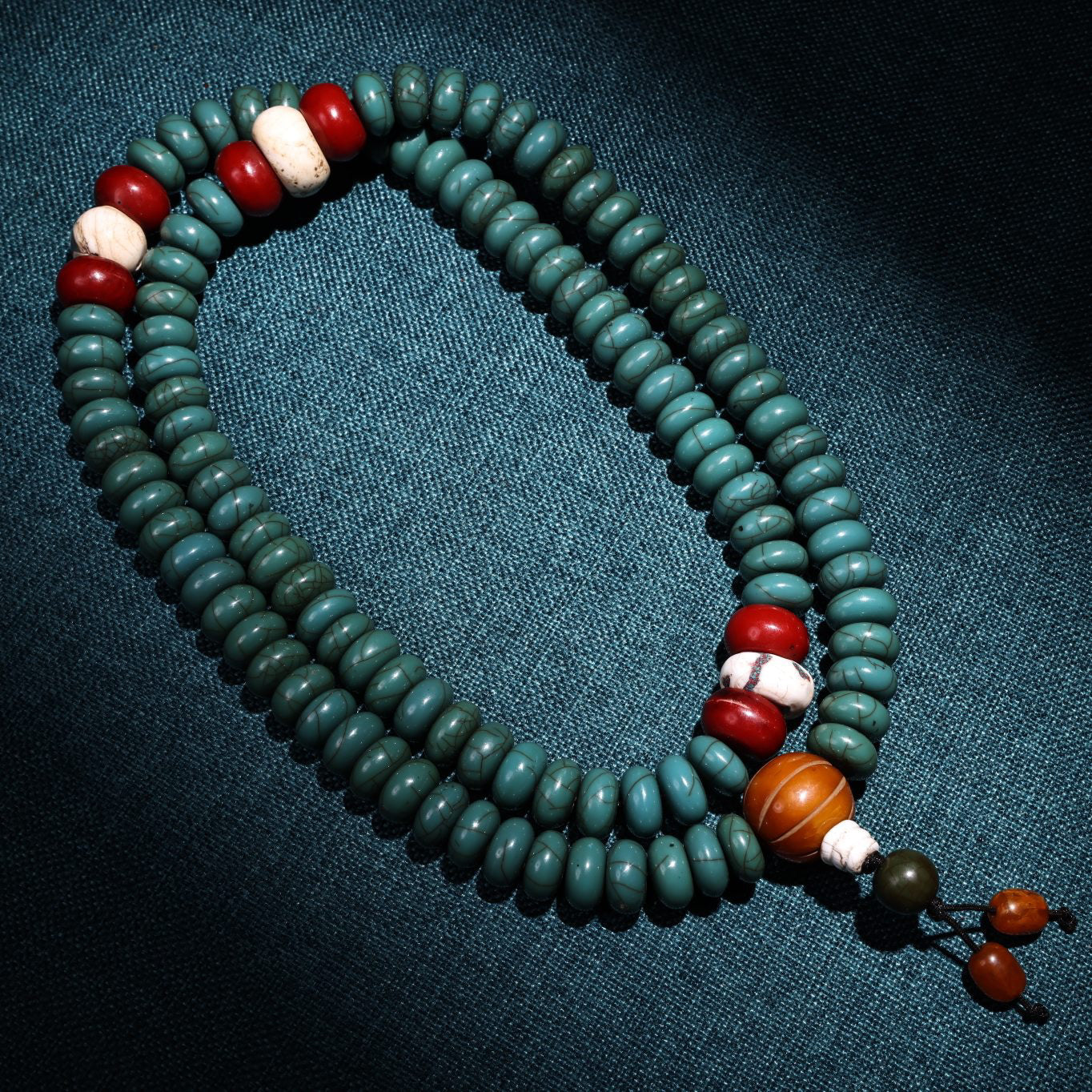 Chinese Antique 108 Rarely Found Turquoise Abacus Beads in Xizang