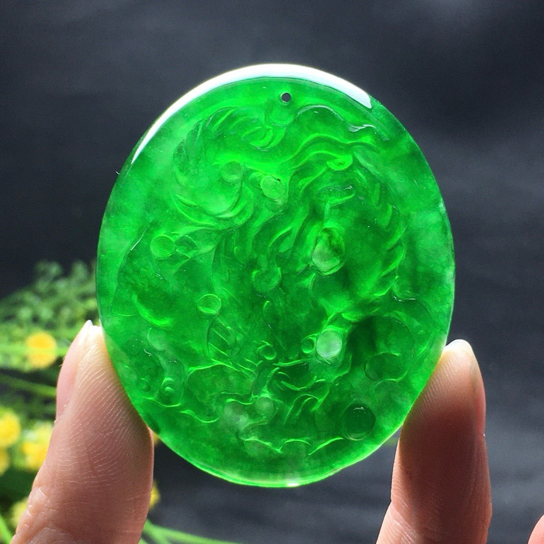 Ice Green Jade Dragon Card