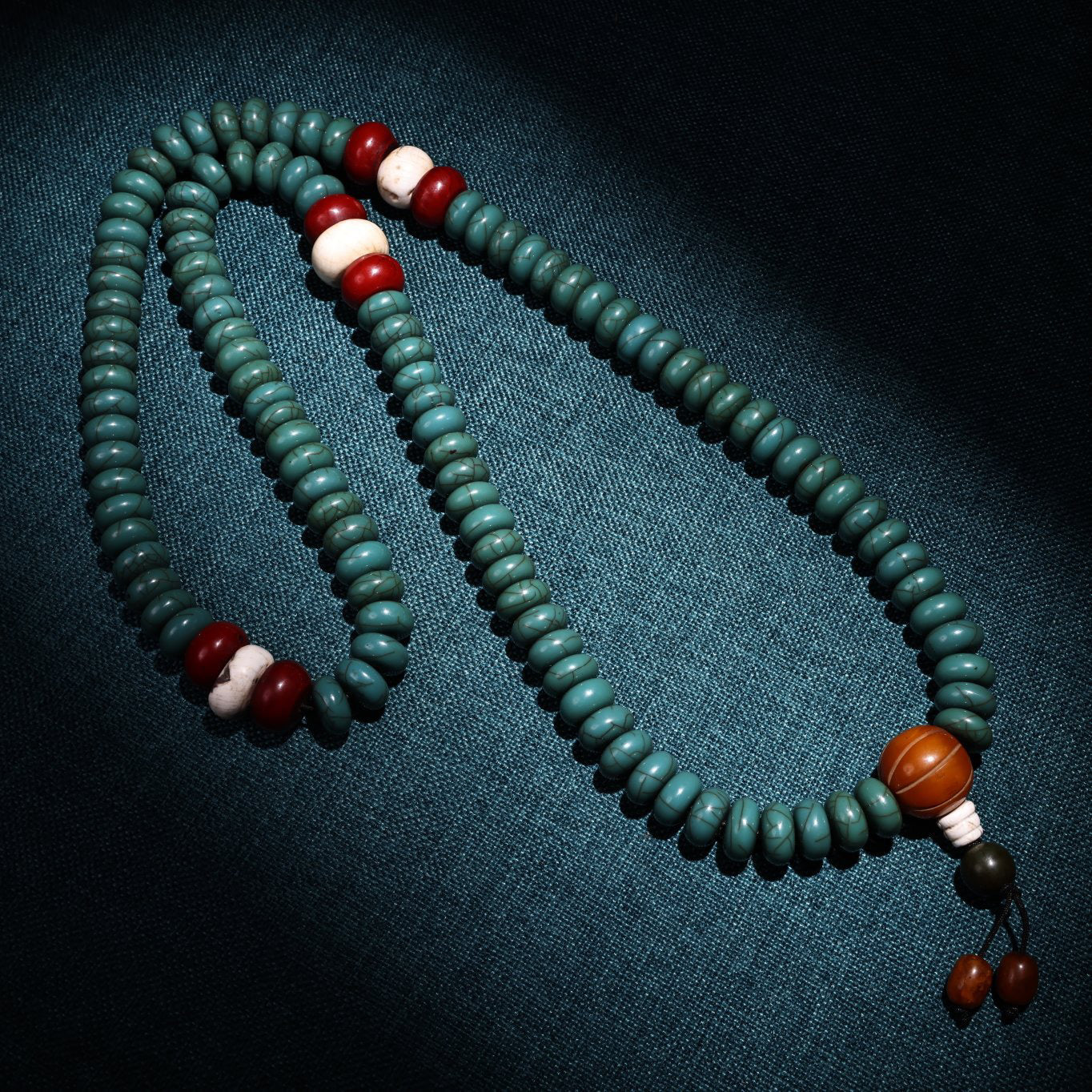 Chinese Antique 108 Rarely Found Turquoise Abacus Beads in Xizang