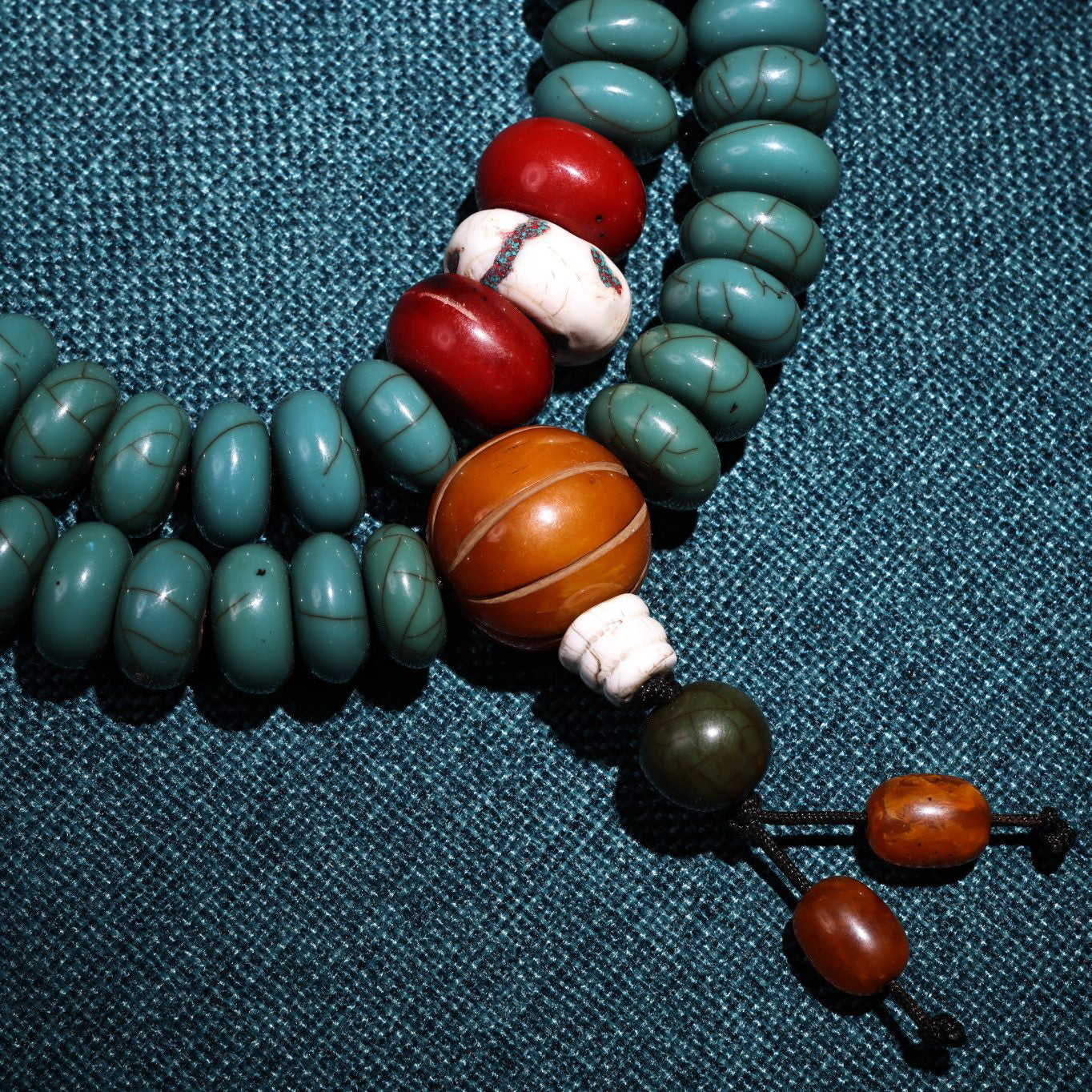 Chinese Antique 108 Rarely Found Turquoise Abacus Beads in Xizang