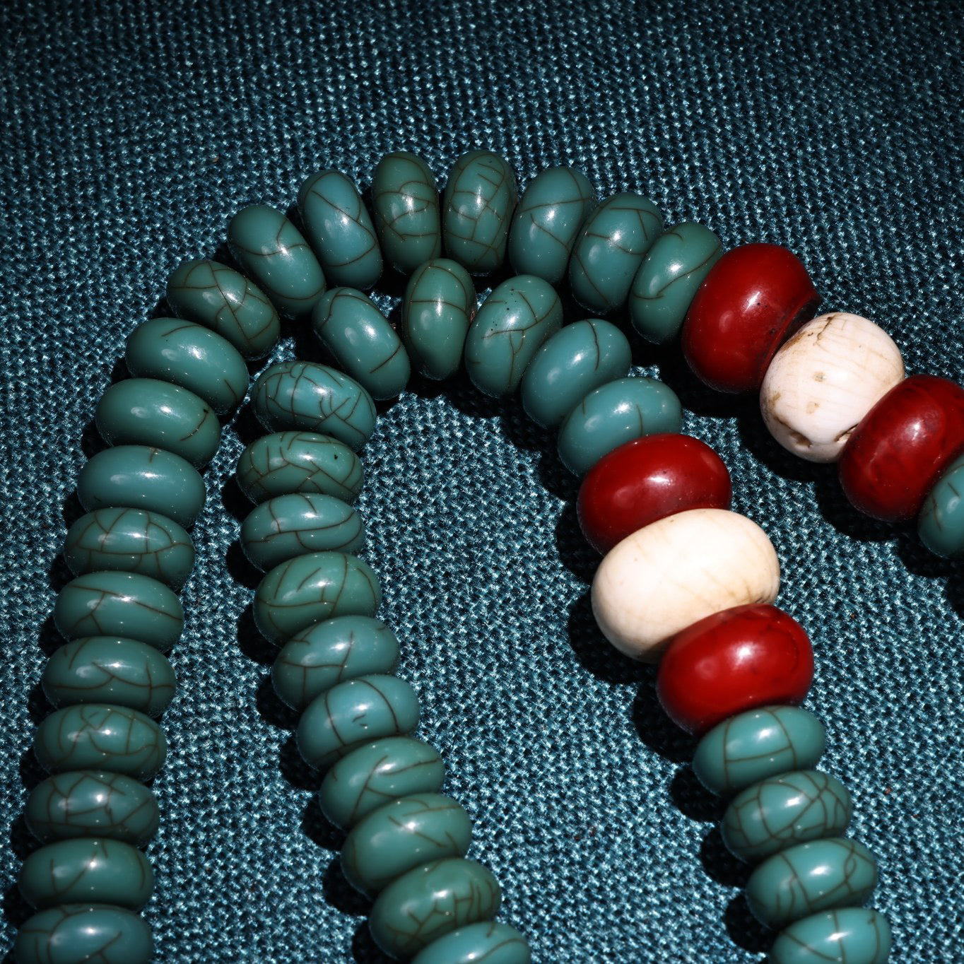 Chinese Antique 108 Rarely Found Turquoise Abacus Beads in Xizang