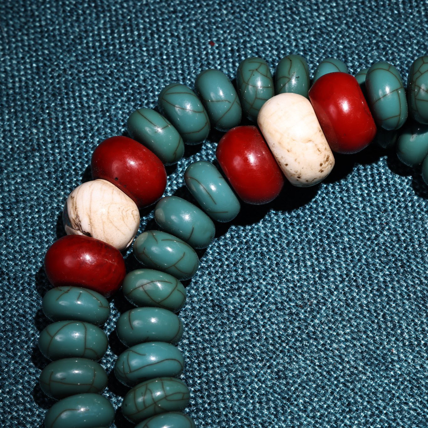 Chinese Antique 108 Rarely Found Turquoise Abacus Beads in Xizang