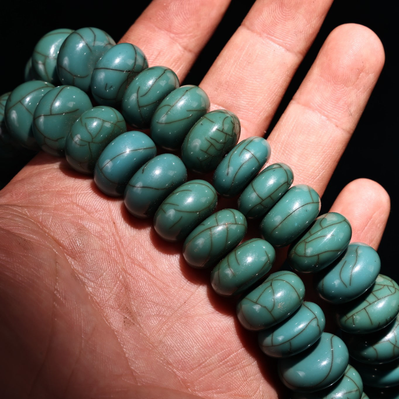 Chinese Antique 108 Rarely Found Turquoise Abacus Beads in Xizang