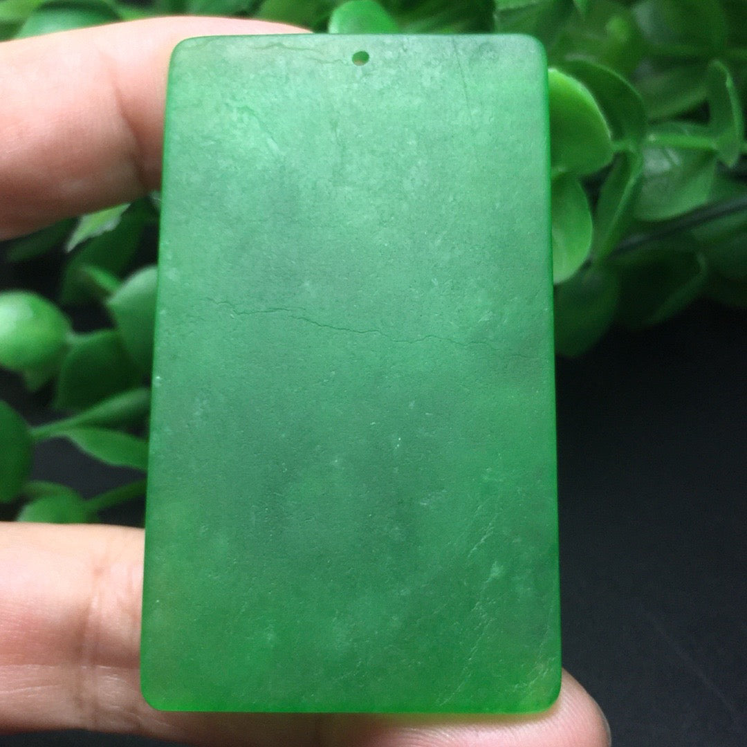 Ice green jade frosted Buddha plaque