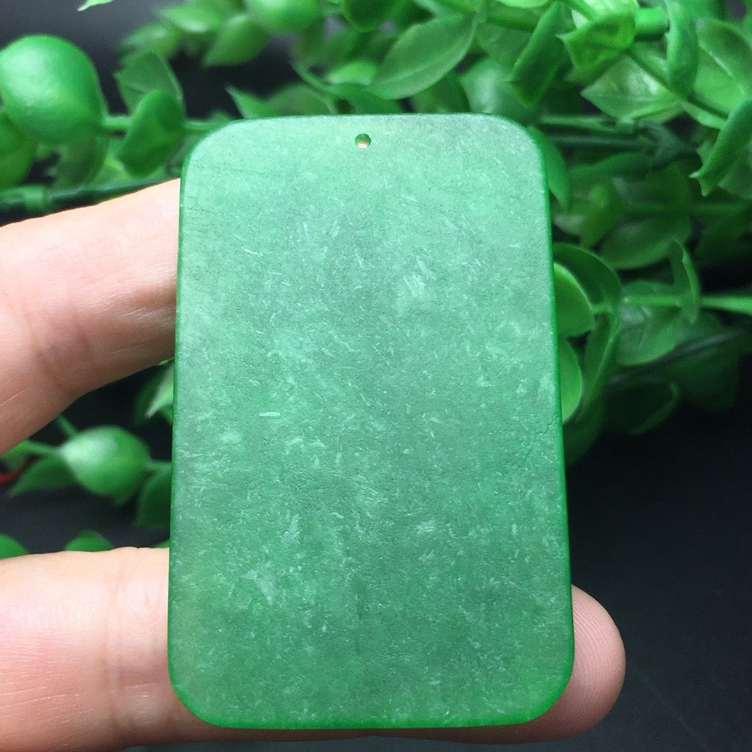 Ice green landscape character jade plaque