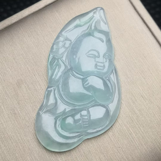 Ice Seed Jade Baby Buddha Card