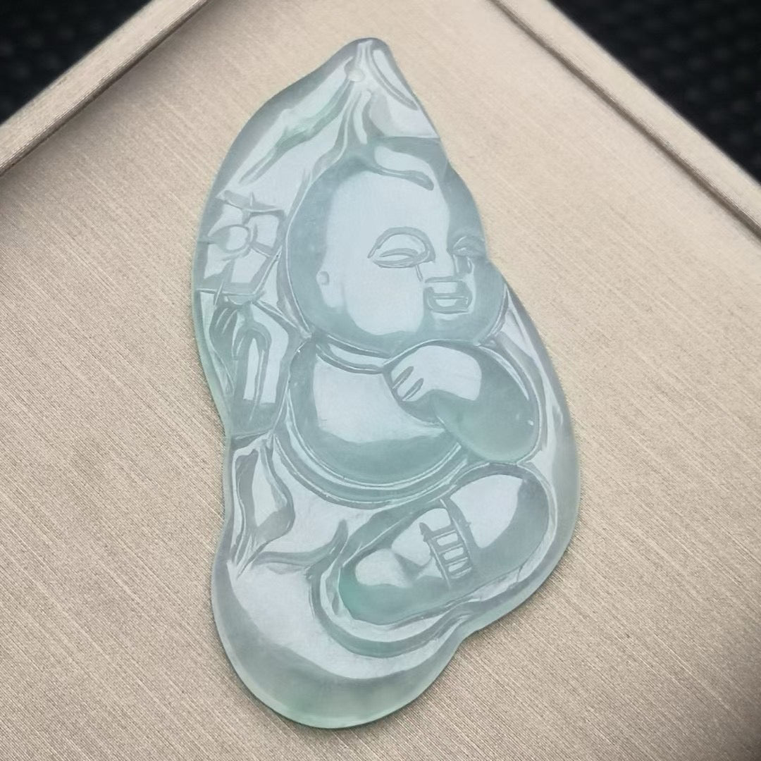 Ice Seed Jade Baby Buddha Card