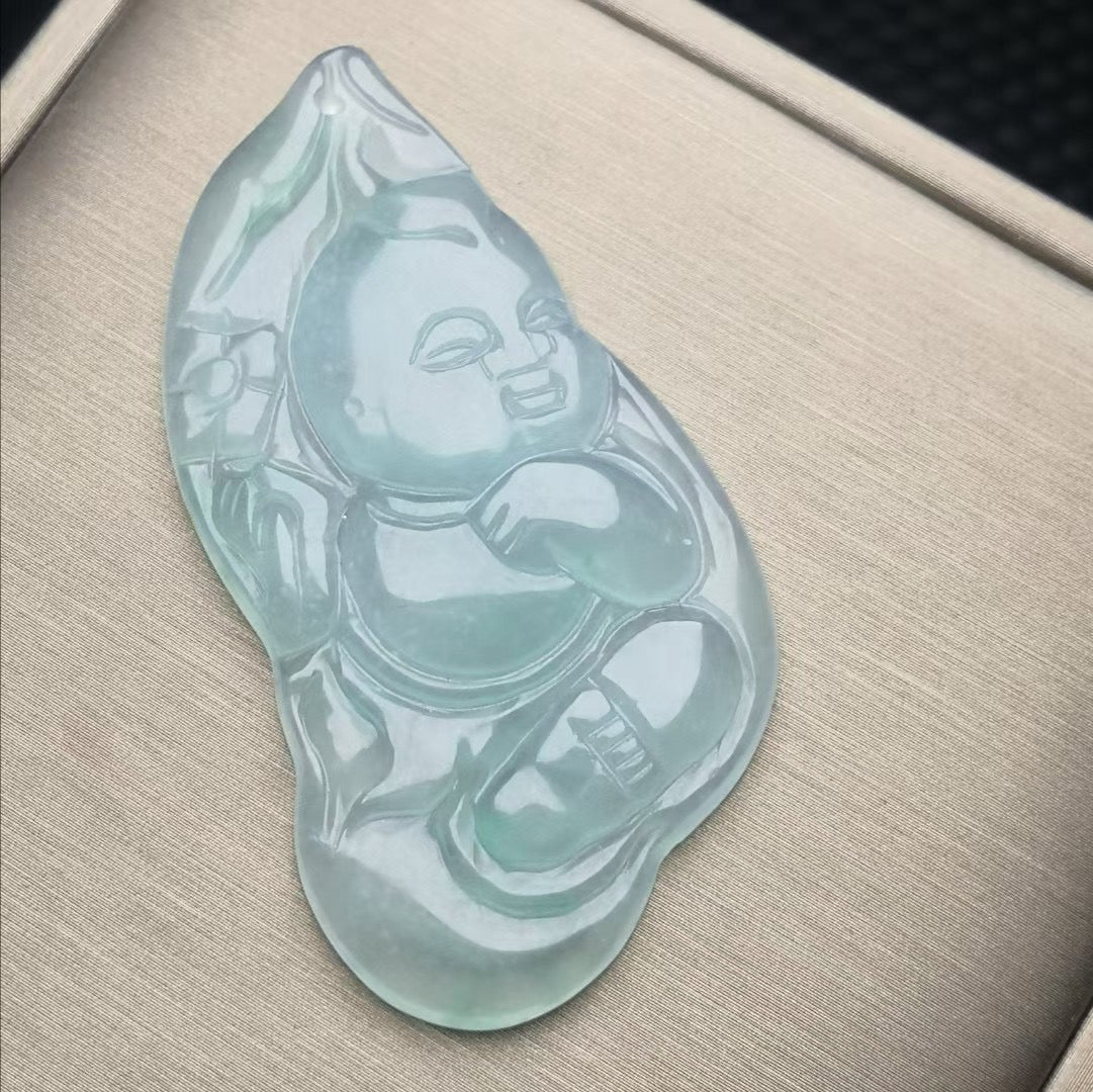 Ice Seed Jade Baby Buddha Card