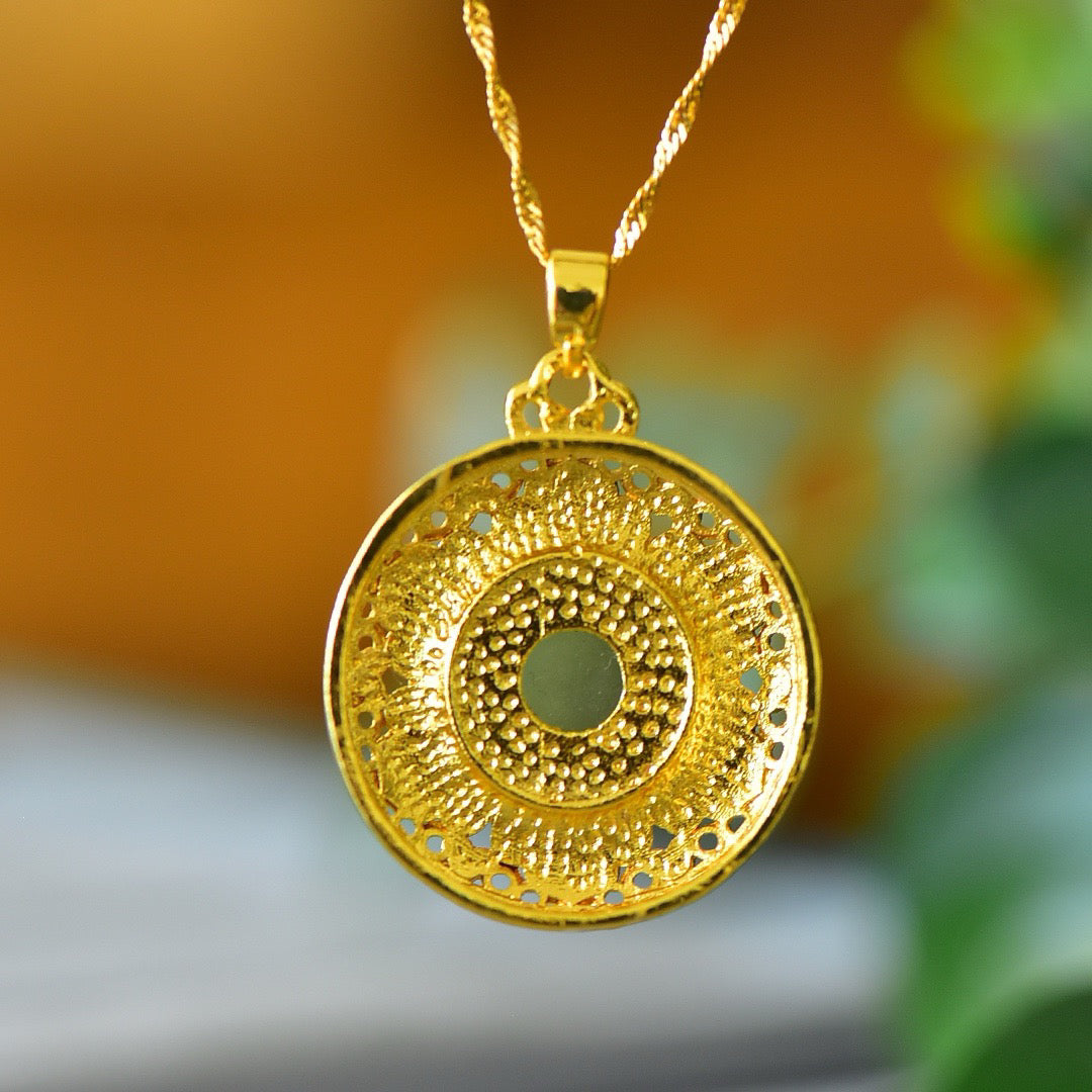 Copper inlaid Hotan Jade hollow fashionable pendant