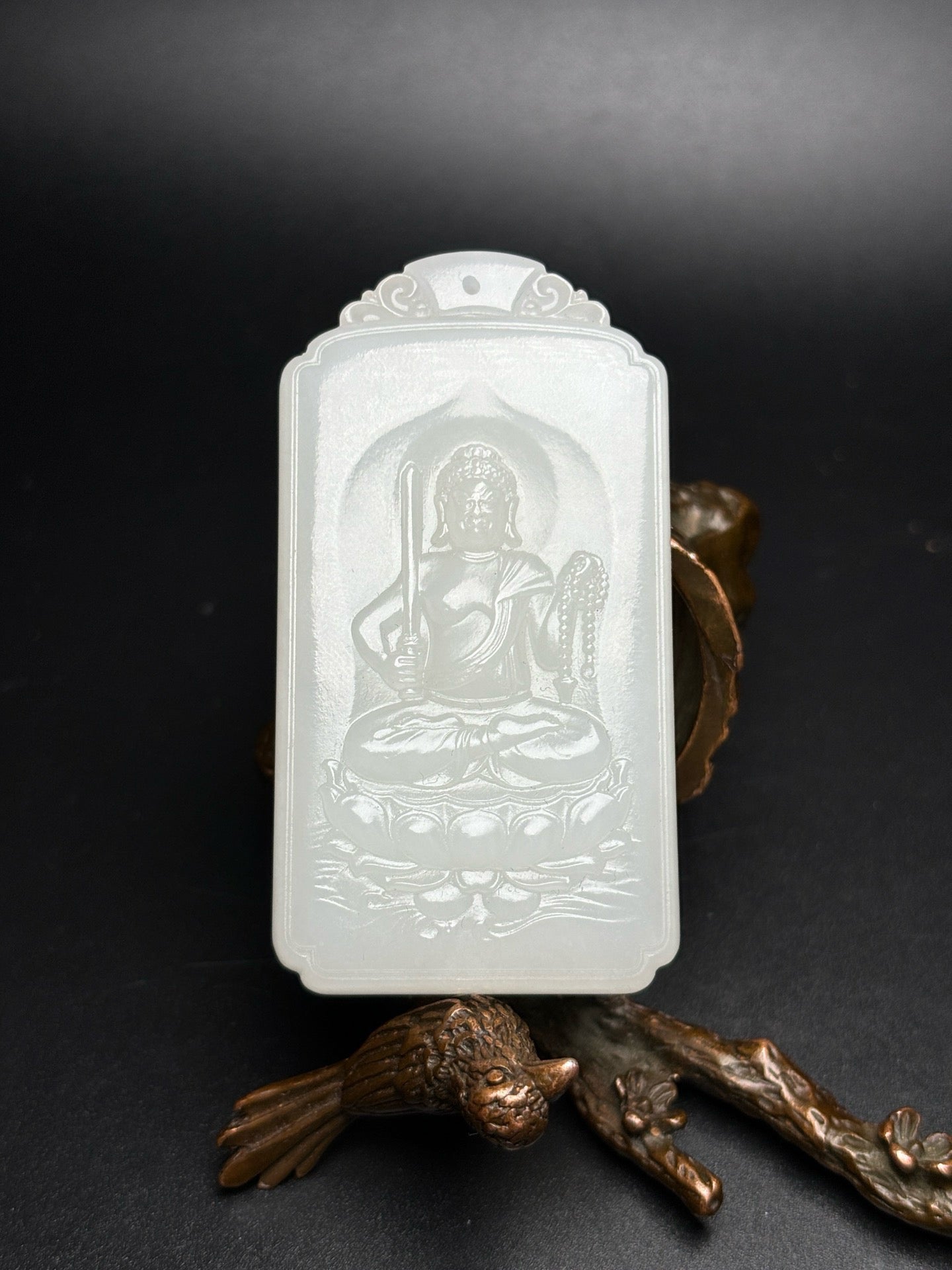 Chinese Antique Hotan Jade Budong Mingwang