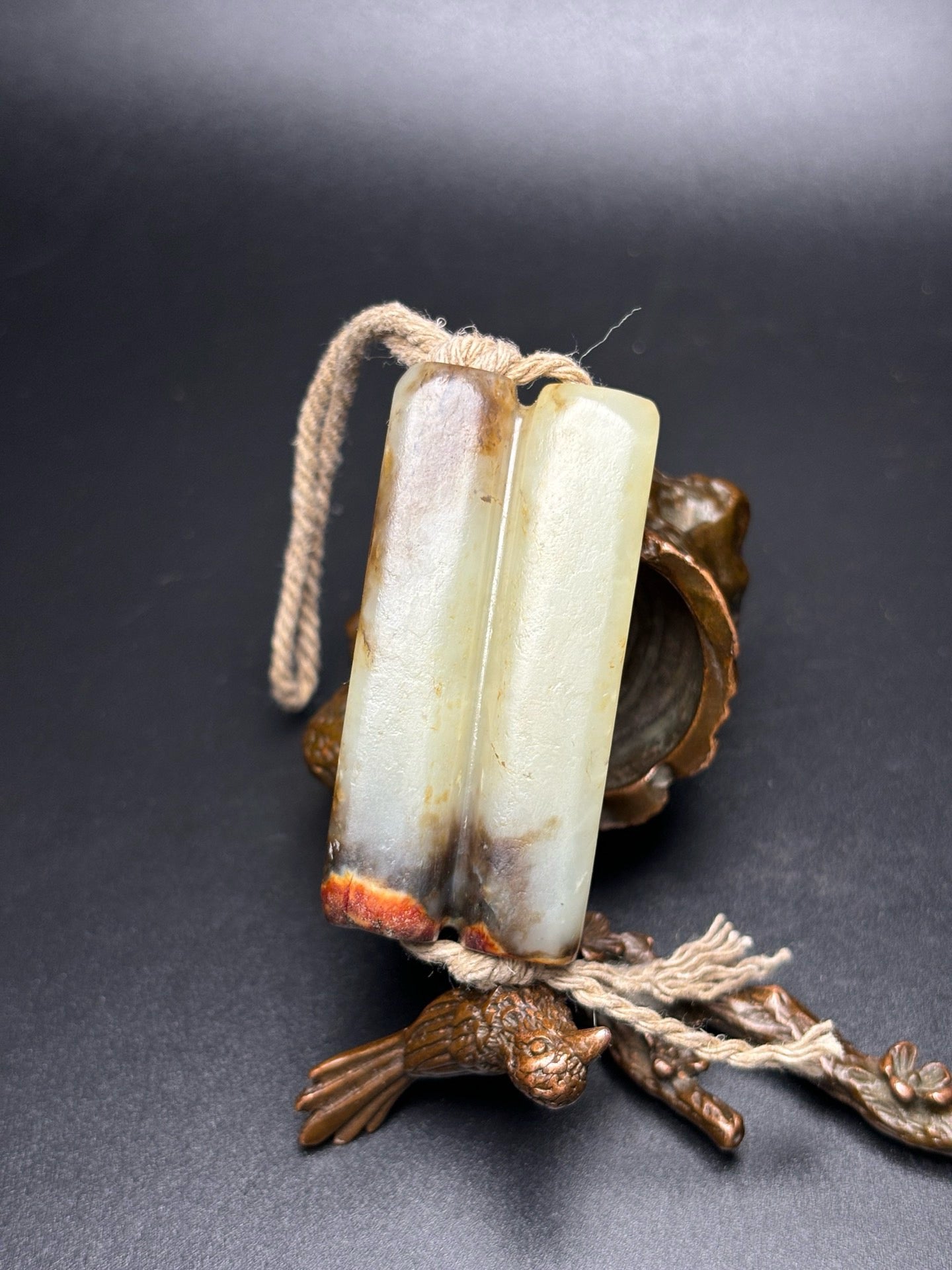 Chinese Antique Hotan Jade Double Tube