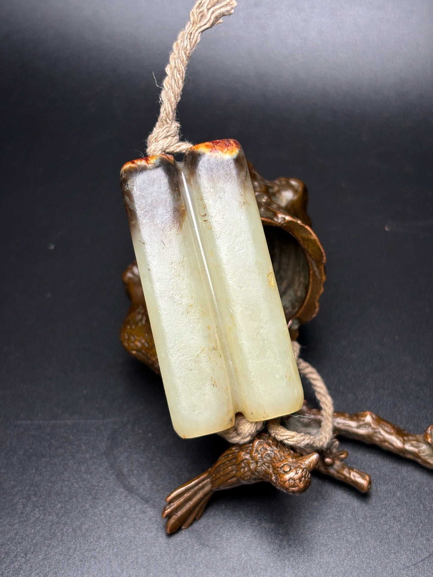 Chinese Antique Hotan Jade Double Tube