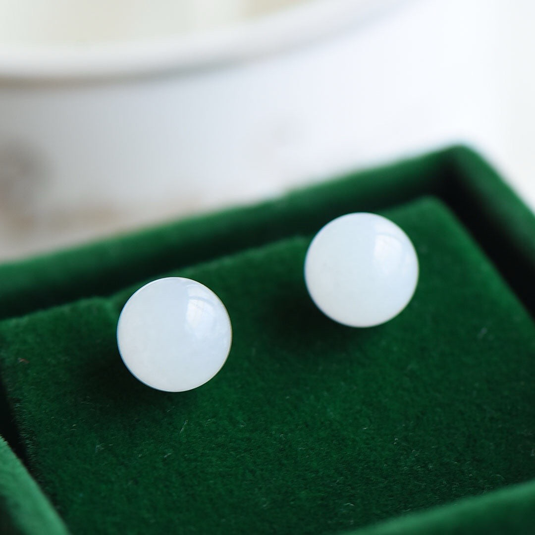 Silver inlaid Hotan Jade earrings