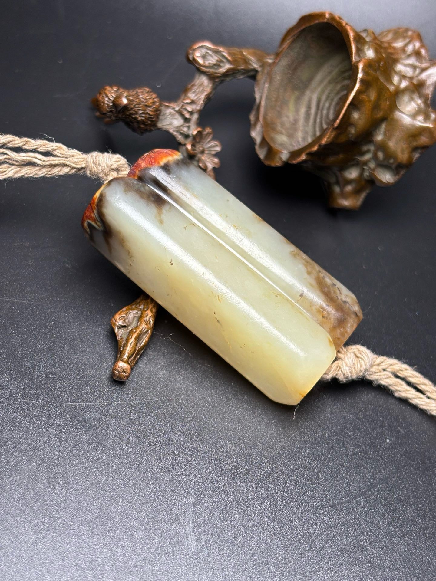 Chinese Antique Hotan Jade Double Tube