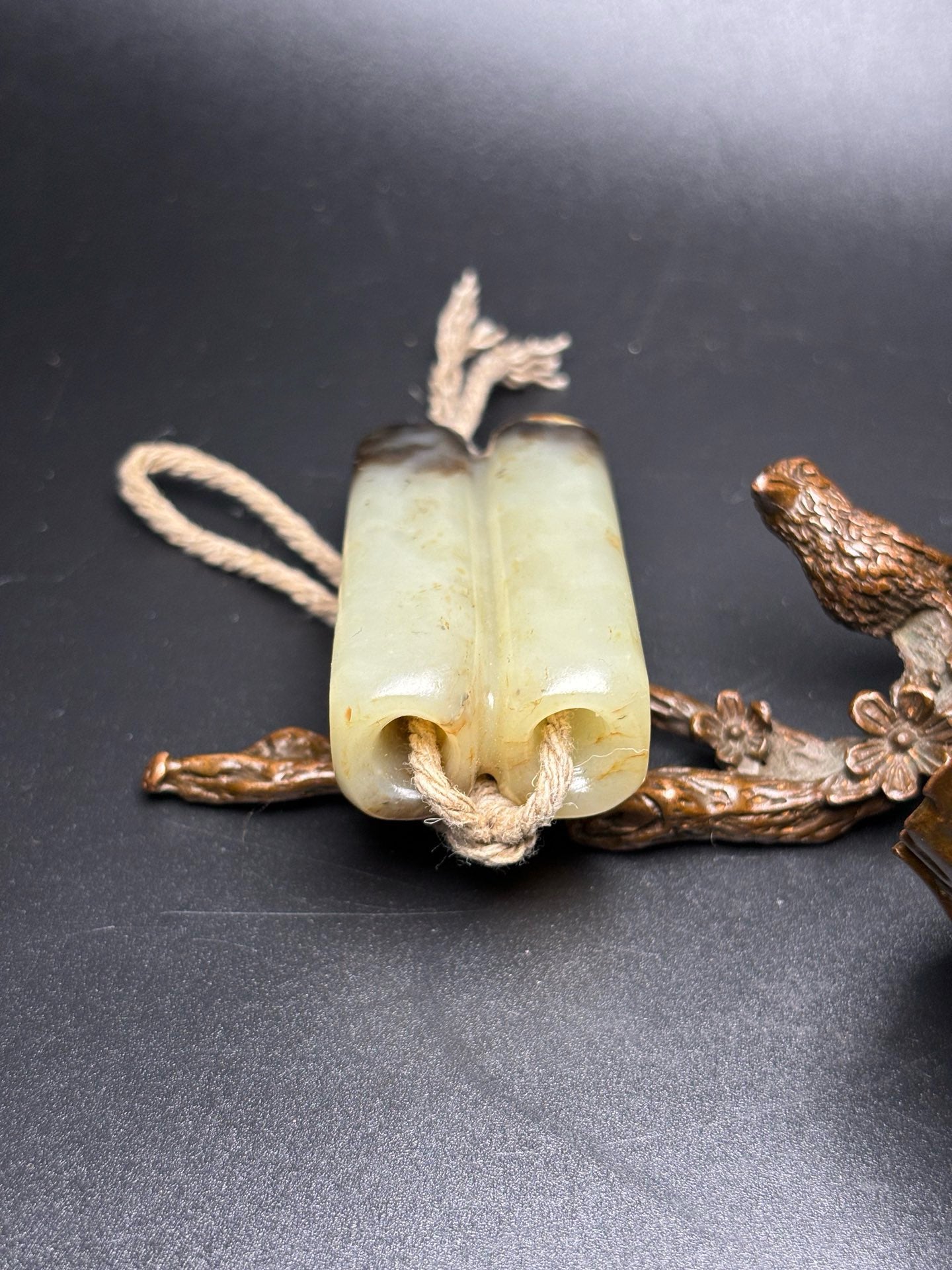 Chinese Antique Hotan Jade Double Tube