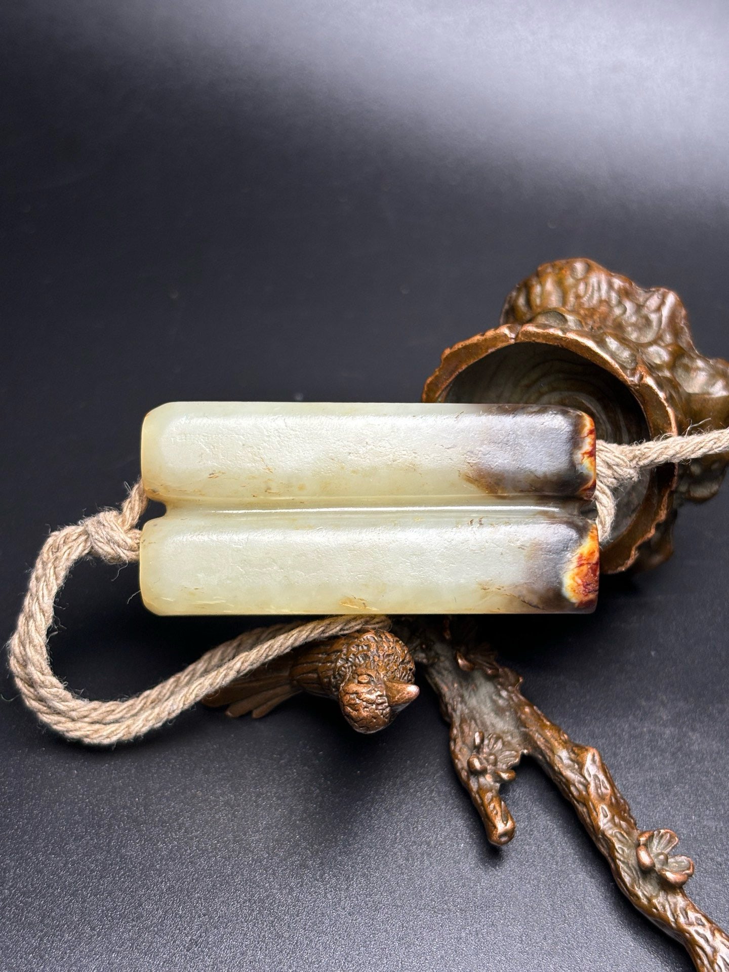 Chinese Antique Hotan Jade Double Tube