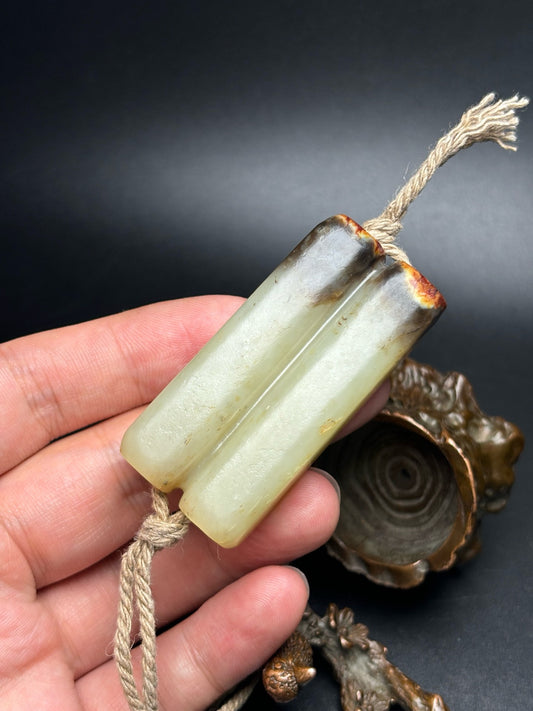 Chinese Antique Hotan Jade Double Tube