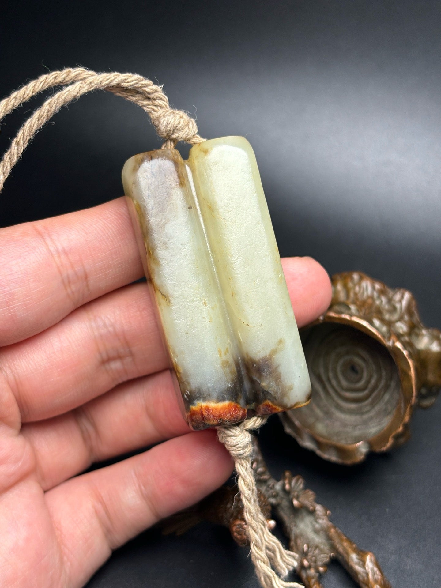 Chinese Antique Hotan Jade Double Tube