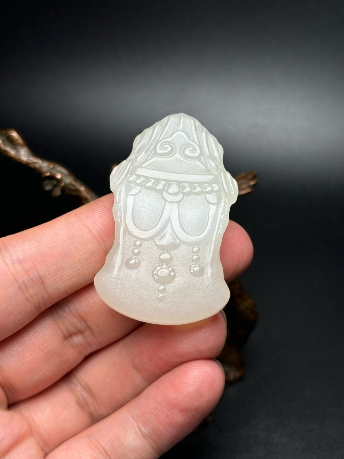 Chinese Antique Hotan Jade Guanyin Bodhisattva