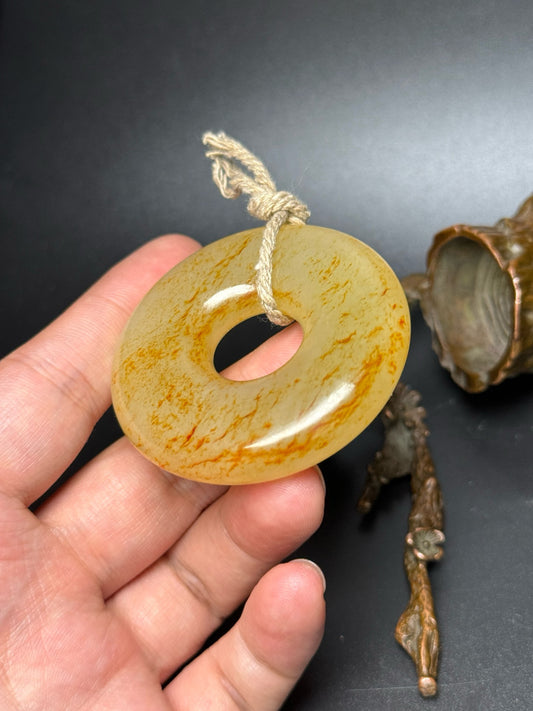 Chinese antique Hotan Jade safety buckle