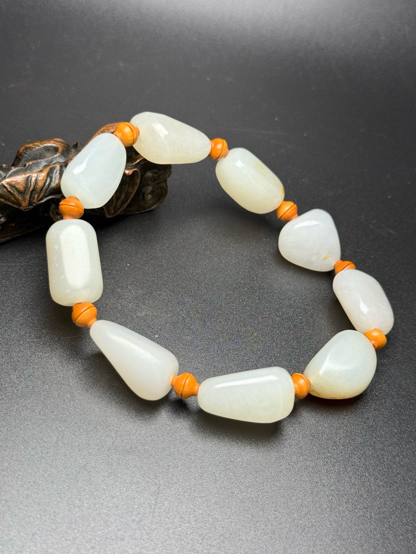 Chinese Antique Hotan Jade Original Stone Matching Bracelet