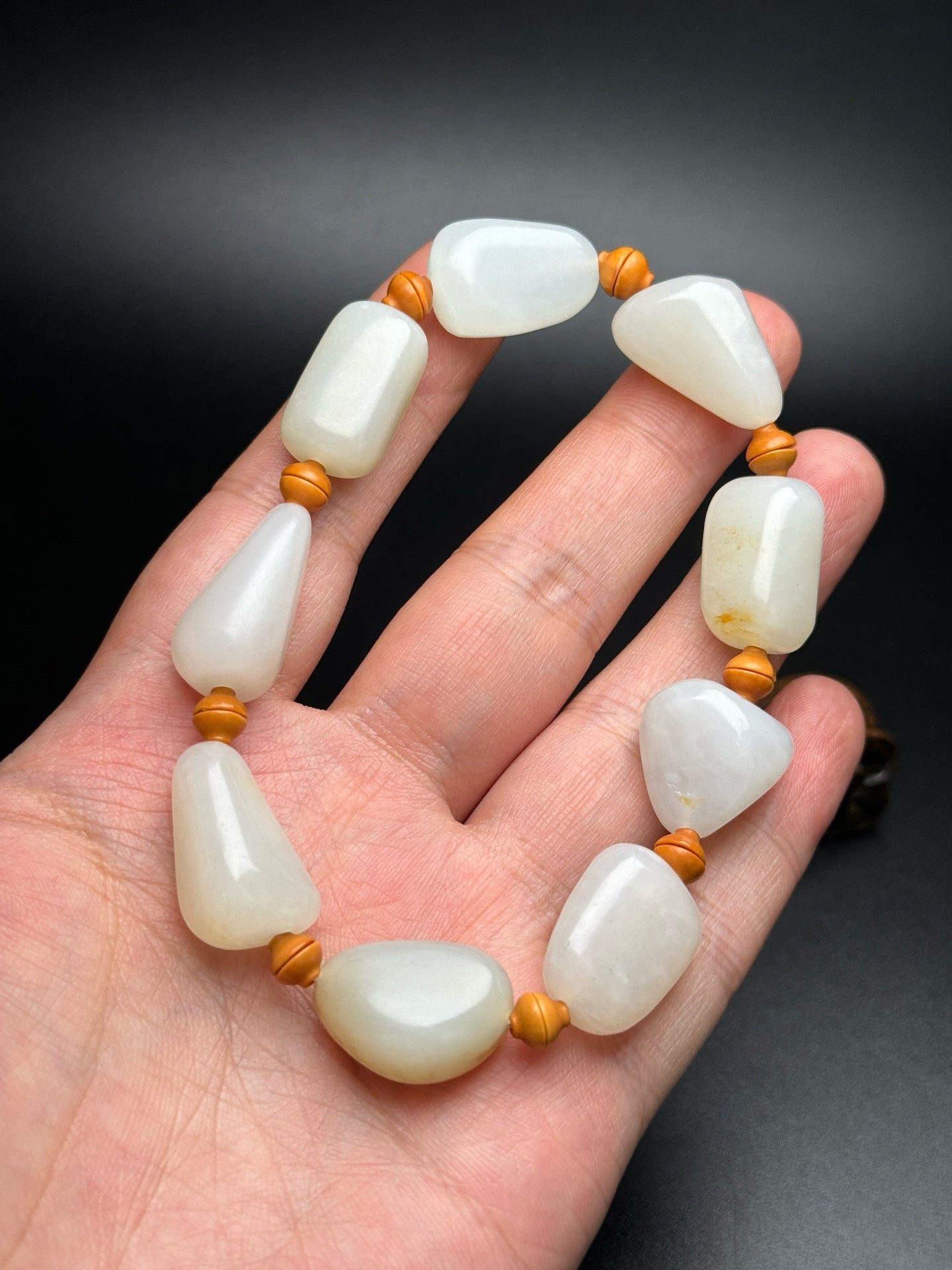 Chinese Antique Hotan Jade Original Stone Matching Bracelet
