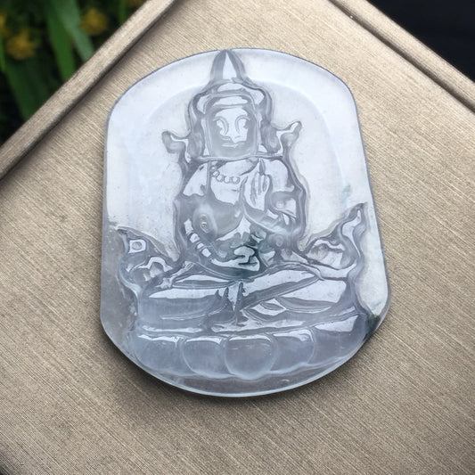 Ice Floating Flower Tara Jade Plaque