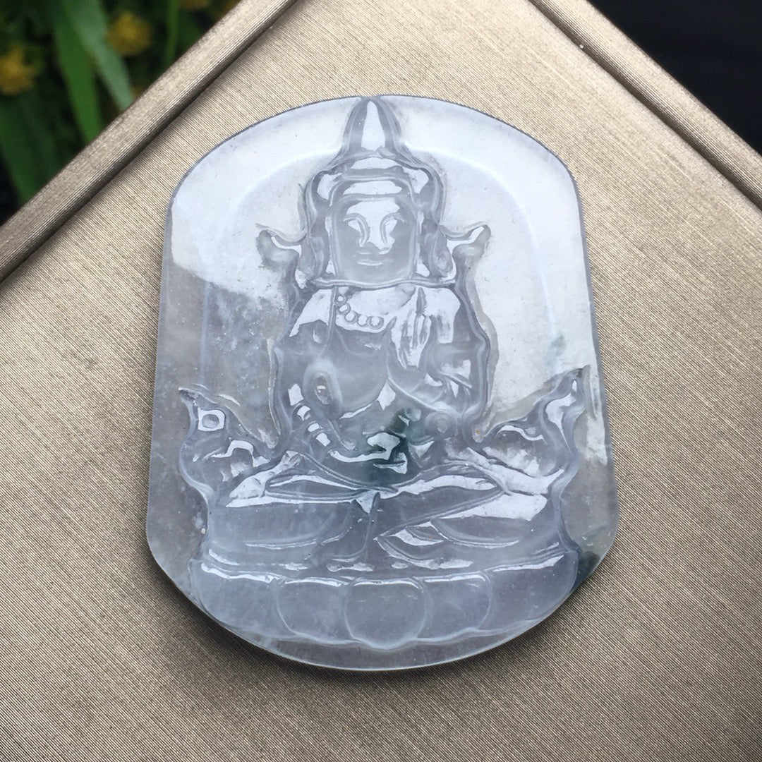 Ice Floating Flower Tara Jade Plaque