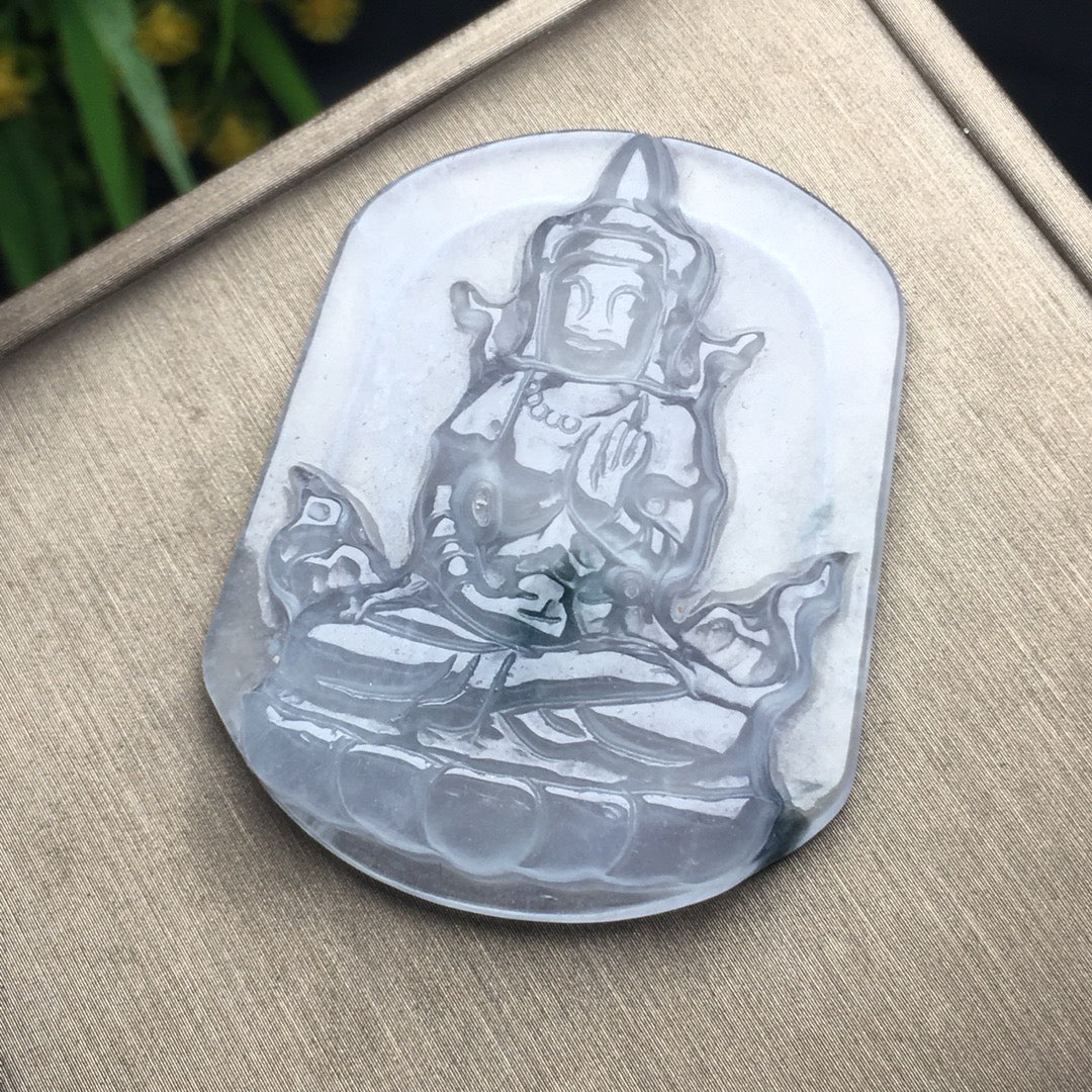 Ice Floating Flower Tara Jade Plaque