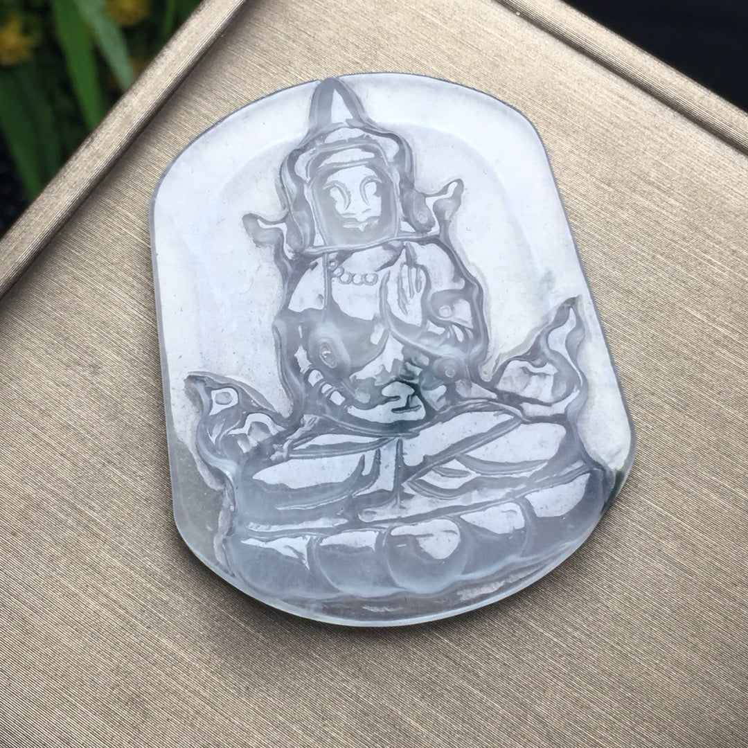 Ice Floating Flower Tara Jade Plaque