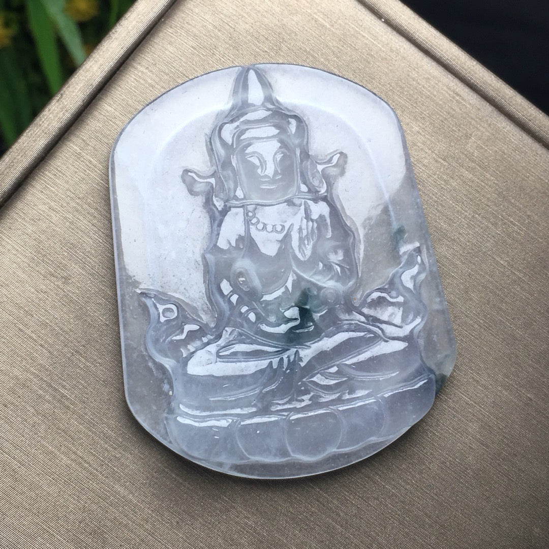 Ice Floating Flower Tara Jade Plaque