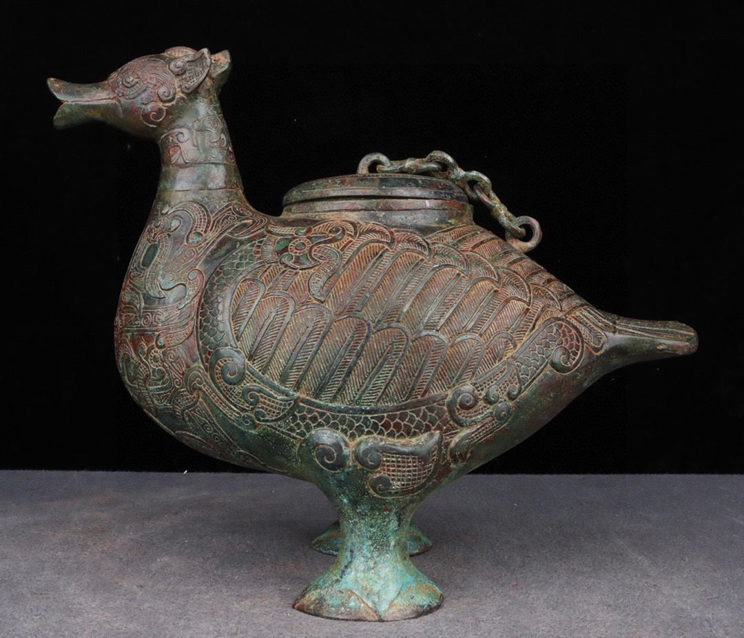Chinese antique bronze bird statue