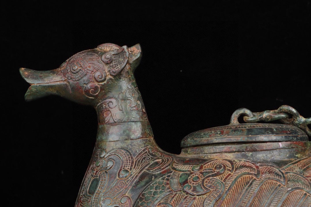 Chinese antique bronze bird statue