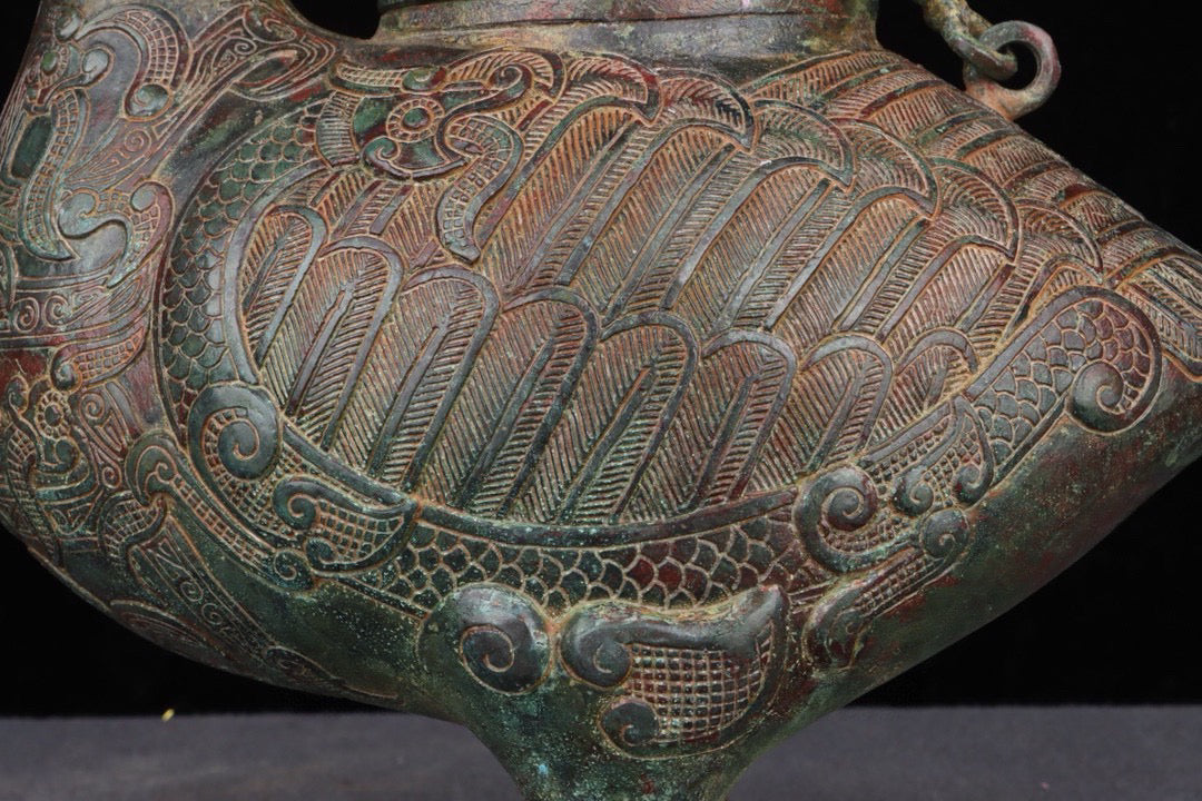 Chinese antique bronze bird statue