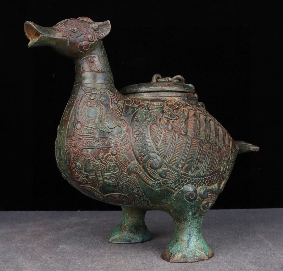 Chinese antique bronze bird statue