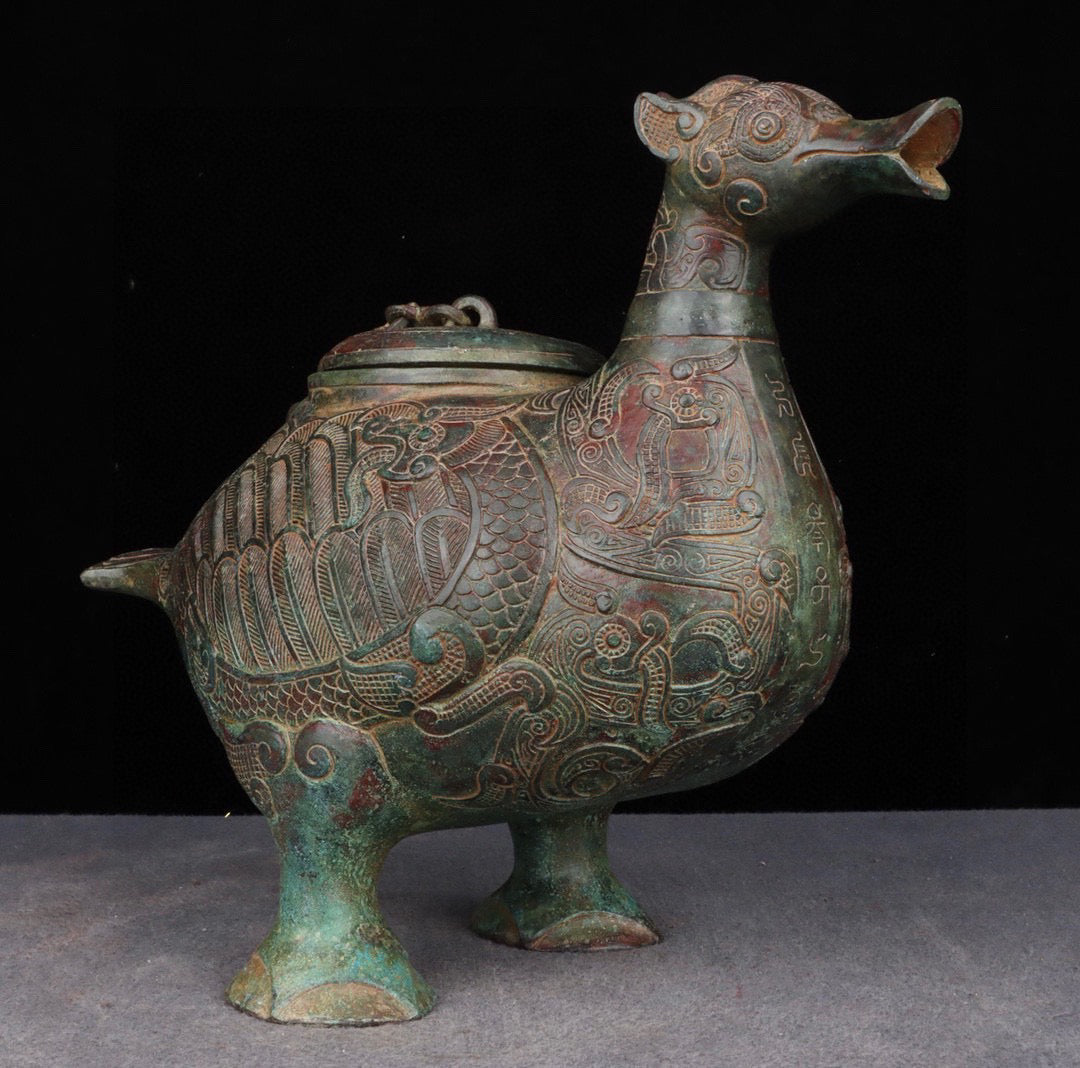 Chinese antique bronze bird statue