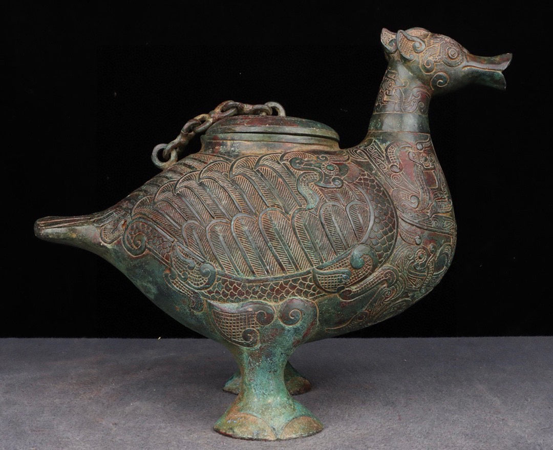 Chinese antique bronze bird statue