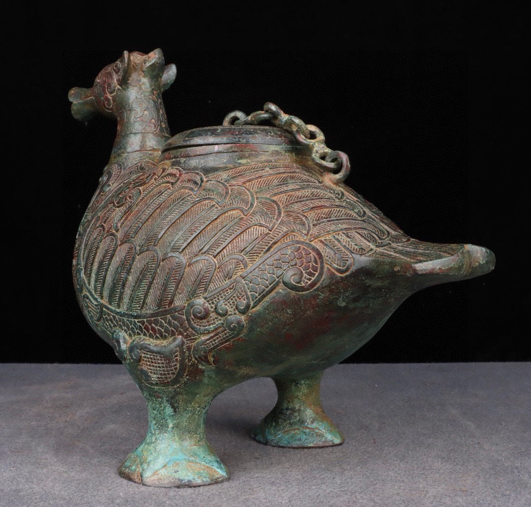Chinese antique bronze bird statue
