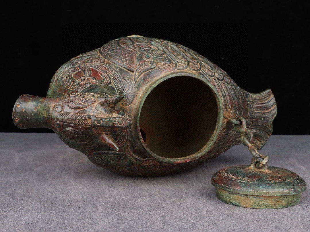 Chinese antique bronze bird statue