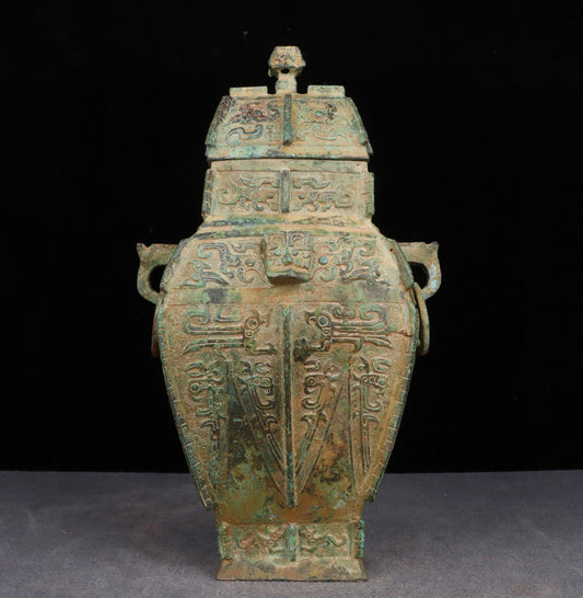 Chinese Antique Bronze Fang Lei