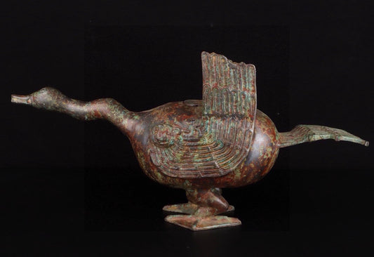 Chinese antique bronze flying bird statue