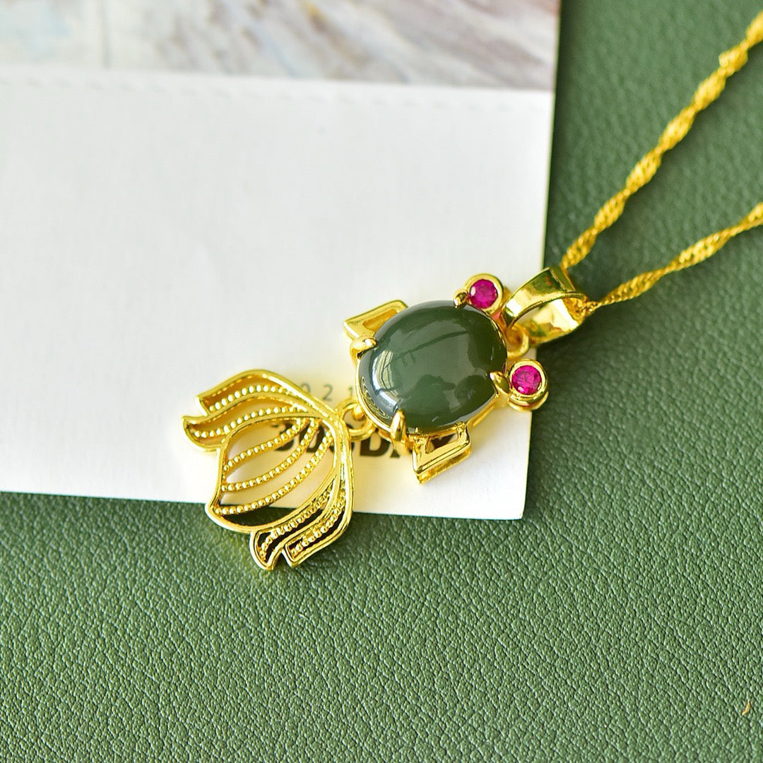 Copper inlaid Hotan Jade gold and jade fashionable pendant